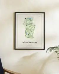 Indian Boundary Golf Course map print, framed in a room