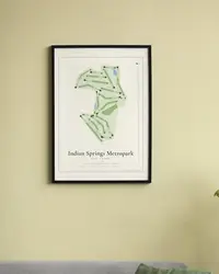Indian Springs Metropark Golf Course map print, framed in a room