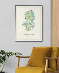 Interlachen Country Club map print, framed in a room
