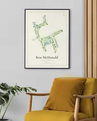 Ken McDonald Golf Course map print, framed in a room
