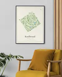 Knollwood Country Club map print, framed in a room