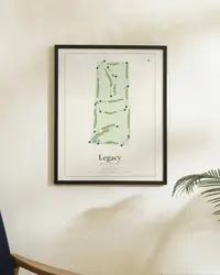 Legacy Golf Resort Phoenix map print, framed in a room