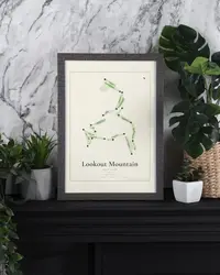 Lookout Mountain Golf Club map print, framed in a room