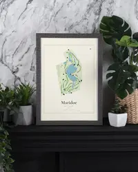 Maridoe Golf Club map print, framed in a room