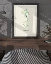Oakmont Country Club map print, framed in a room
