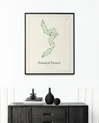 Painted Desert Golf Club map print, framed in a room