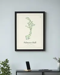 Palmetto Hall - Robert Cupp Golf Course map print, framed in a room