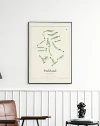 Parkland Golf Course map print, framed in a room