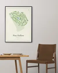 Pine Hollow Country Club map print, framed in a room