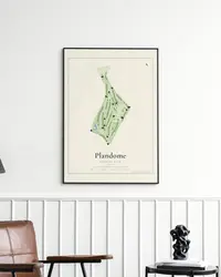 Plandome Country Club map print, framed in a room