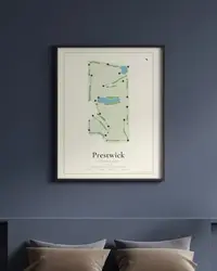 Prestwick Country Club map print, framed in a room