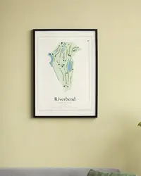 Riverbend Country Club map print, framed in a room