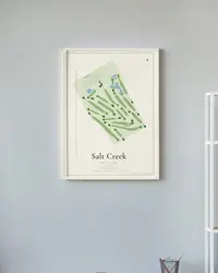 Salt Creek Golf Club map print, framed in a room
