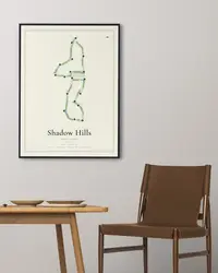 Shadow Hills Golf Club - South Course map print, framed in a room