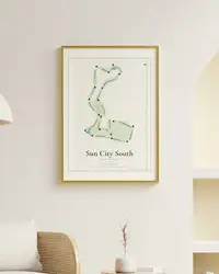 South Golf Course (Sun City) map print, framed in a room