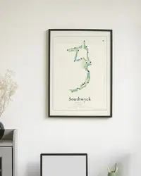 Southwyck Golf Club map print, framed in a room