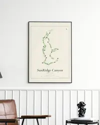 SunRidge Canyon Golf Club map print, framed in a room