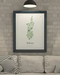 Tedesco Country Club map print, framed in a room
