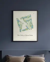 The Club at Falcon Point map print, framed in a room
