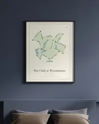 The Club at Westminster map print, framed in a room