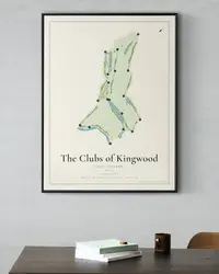 The Clubs of Kingwood - Forest Course map print, framed in a room
