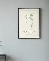 The Crosby Club map print, framed in a room