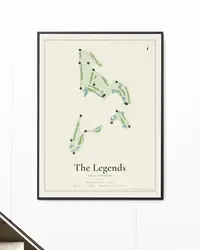 The Legends map print, framed in a room