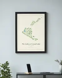 The Links at Crystal Lake map print, framed in a room