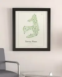 Torrey Pines North Course map print, framed in a room