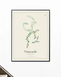 Vineyards Country Club map print, framed in a room