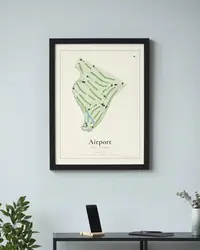 Airport Golf Course map print, in a second room