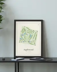 Applewood Golf Course map print, in a second room