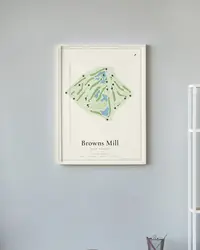 Browns Mill Golf Course map print, in a second room