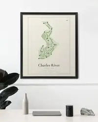 Charles River Country Club map print, in a second room