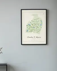 Charles T. Myers Golf Club map print, in a second room
