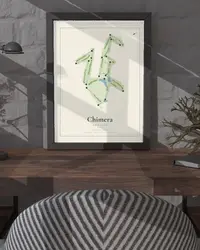 Chimera Golf Club map print, in a second room