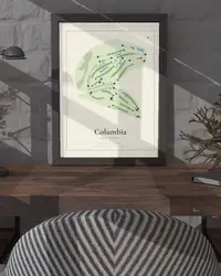 Columbia Golf Course map print, in a second room