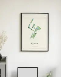 Cypress Golf Course map print, in a second room