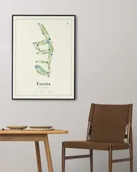 Escena Golf Club map print, in a second room
