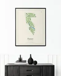 Foster Golf Links map print, in a second room