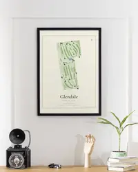 Glendale Country Club map print, in a second room