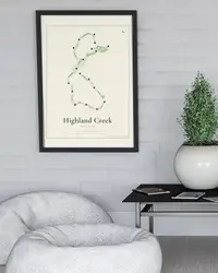 Highland Creek Golf Club map print, in a second room