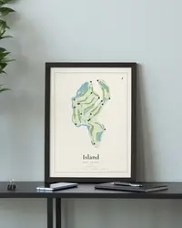 Island Golf Course map print, in a second room