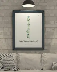 Lake Worth Municipal Golf Course map print, in a second room