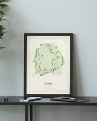 Links Golf Course map print, in a second room