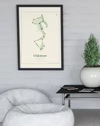 Oakmont Country Club map print, in a second room