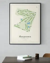 Sharpstown Country Club map print, in a second room