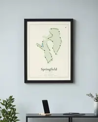 Springfield Golf Club map print, in a second room