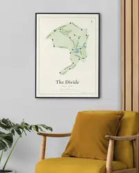 The Divide Golf Club map print, in a second room
