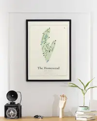 The Homestead Golf Course map print, in a second room